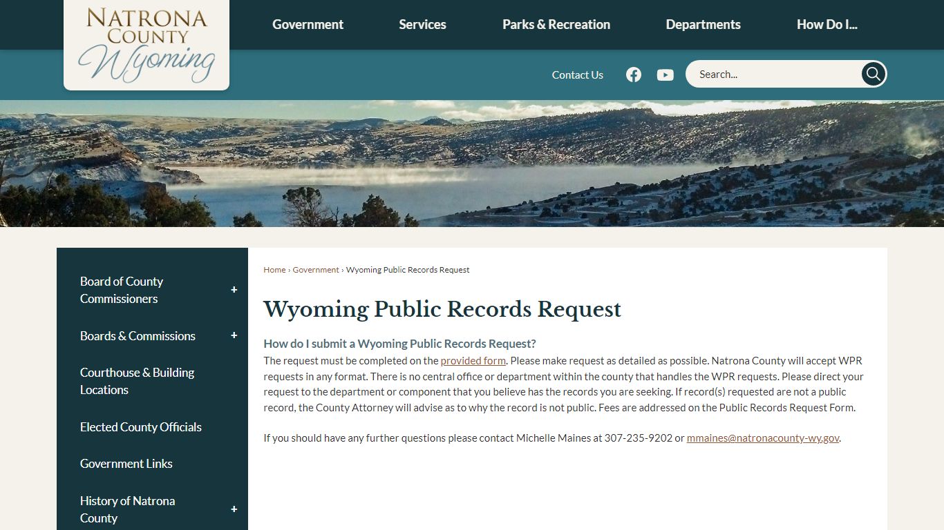 Wyoming Public Records Request | Natrona County, WY