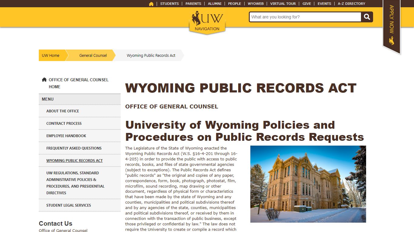 Wyoming Public Records Act | General Counsel | University ...