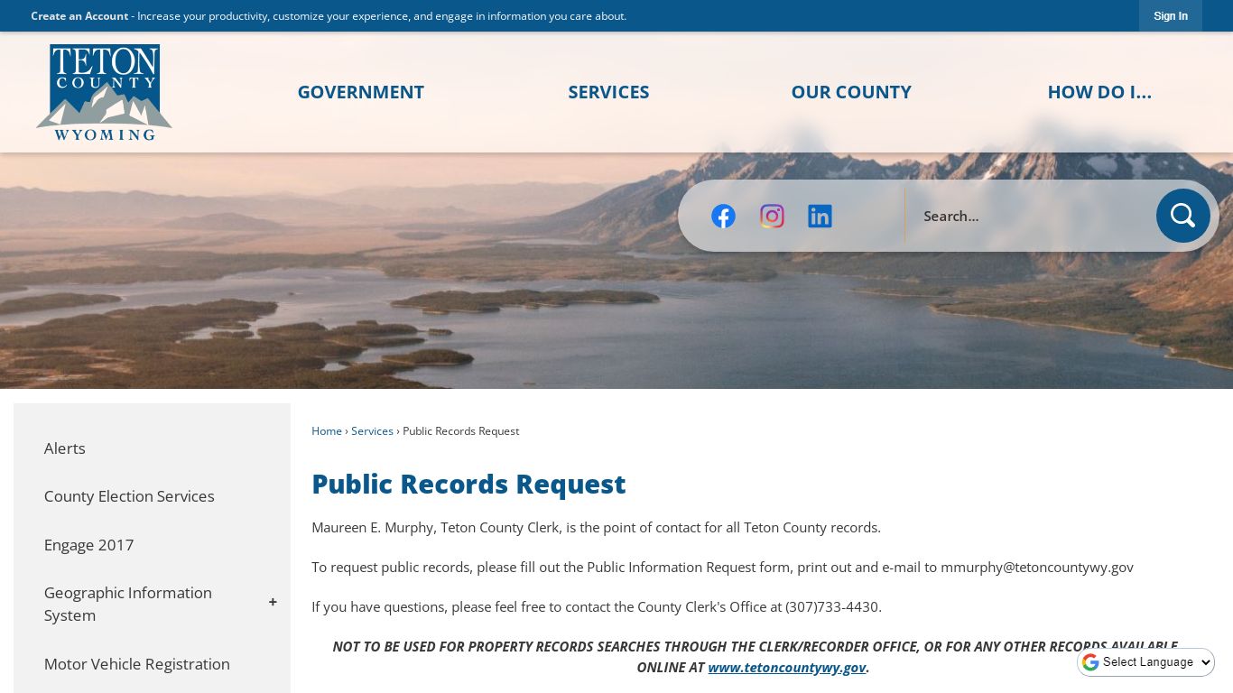 Public Records Request | Teton County, WY